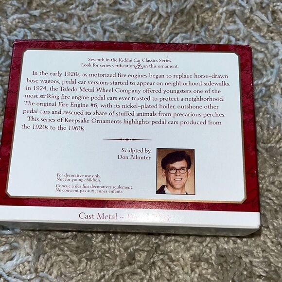 Hallmark Keepsake Cast Metal Ornament 1924 Toledo Fire Engine #6 Kiddie Car Clas - Picture 4 of 13